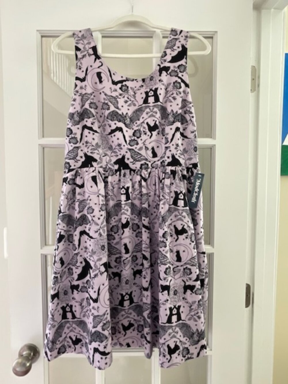 Modcloth Optimistic Effect Sleeveless Dress Purple Bats Cats Halloween Size L
